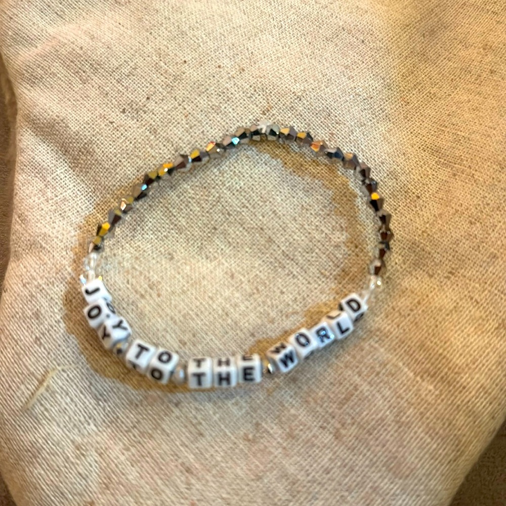 Joy to the world bracelet metallic beads